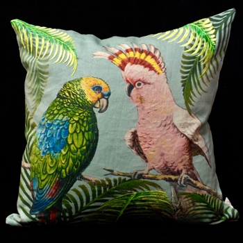 John Derian - Parrot & Palm Azure Cushion 20SQ