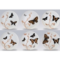 Gilt Butterfly Canapes Plates/Set of 6