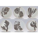 Gilt Seeds Canapes Plates/Set of 6