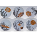 Gilt Aquarium Canapes Plates/Set of 6