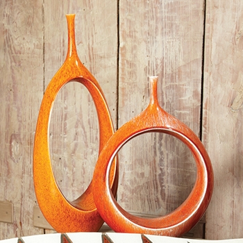 Oval Ring Orange Vase