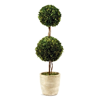 Boxwood Leaf Green Topiary/2 Ball 18in