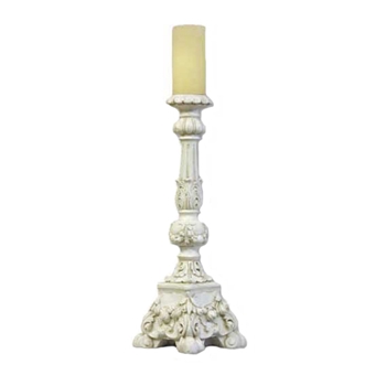 Candle Holder Astaire 8W/22H White Moss
