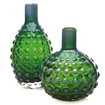 Popcorn Vase Emerald Glass 8W/8H