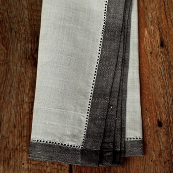 Napkin Linen Majesty Grey/ Charcoal Hem 21SQ