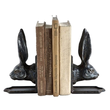 Bookend Pair - Rabbits Patina 8.8IN