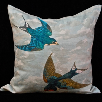 John Derian - Sky Blue Chimney Swallows Cushion 20SQ