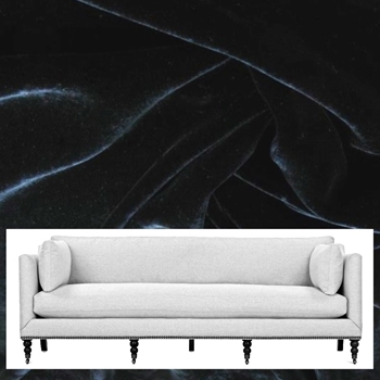 Hepburn Sofa Black Velvet 90W/40D/34H - 100% Polyester Velvet 70K DR, Grade CC.