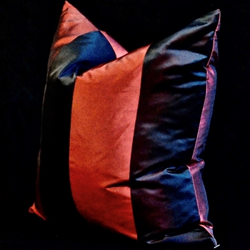 Silk Taffeta Stripe Ruby Black Cushion 18SQ