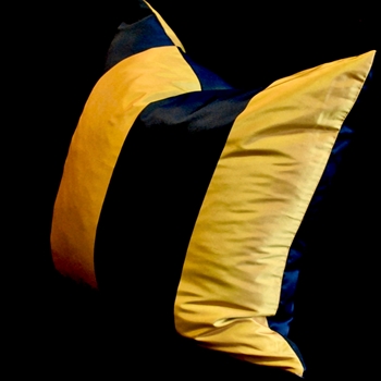 Silk Taffeta Stripe Black Yellow 4.5in Cushion 18SQ