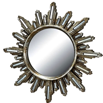 19W/19H Mirror - Art Deco Soleil Vintage Silver
