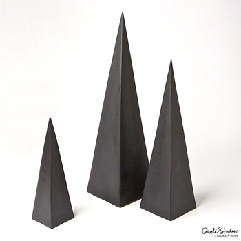 Objet - Pyramid  Black 12, 14, 14, 18H Set of 3