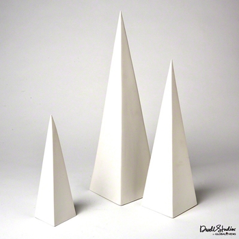 Objet - Pyramid  White 12, 14, 14, 18H Set of 3