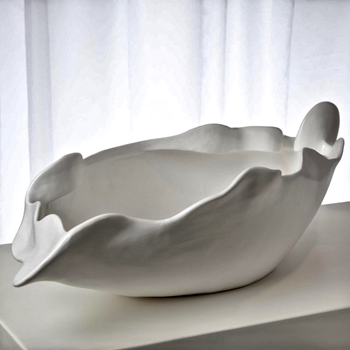 Bowl - Free form White Ceramic LARGE 29W/11D/7H