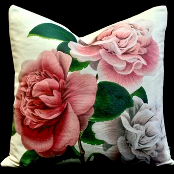 John Derian - Camellia Folly Cushion Tuberose 20SQ