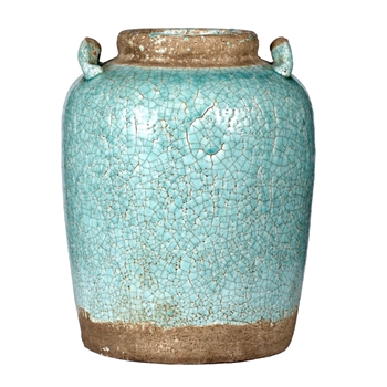 Vase - Aqua Crackle Glaze 11W/14H