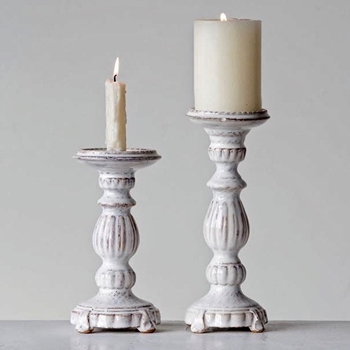 Candlestick Vintage White Ceramic SHORT 4X8H *