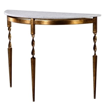 Console - Imelda 40W/16D/31H White Marble, Gold Finish