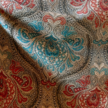 Jacquard - Worldly Ways Lacquer - 54in, 70% Polyester, 25% Cotton, Repeat: 13.5H x 15.5V, 51K DR