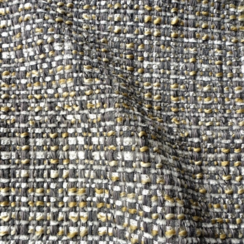 Tweed - Jackie-O - Metal Flax - 54in Width, 49% Polyester, 23% Acrylic, 24% Cotton, 50K DR. Approx Bolt size 40YD