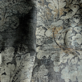 Print - Firenza Cindersmoke Patina - 54in, 55% Linen, 45% Viscose, Repeat 13.5H x 24V,  Dry Clean Only
