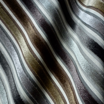Velvet Stripe - Myriad Stone Taupe - 55in, 50% Polyester, 50% Rayon up the roll stripe. 45K DR  Repeat 3.5H