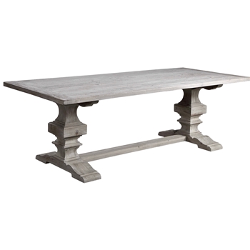 Dining Table Trestle Baldrick Ext 96W-132L/39W/30H White Washed  Pine