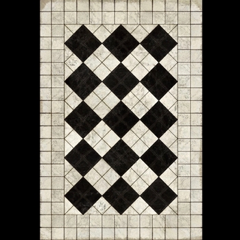 Floorcloth - Black & White Opus 38W/56L
