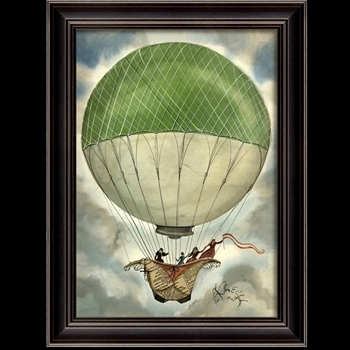 20W/27H Framed Print - Green & White Balloon - Kolene Spicher