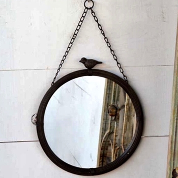 12W/12H Mirror - Bird Top Patina - 12X20 With Chain