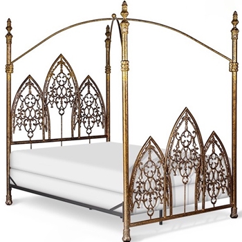 Bed - Gothic Canopy  Gold Queen  62W/86D/87H
