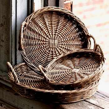 Tray - Willow Round Set of 3  15in, 12in, 10in