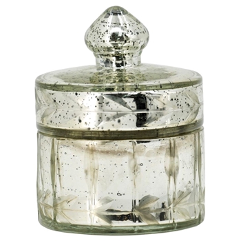 Jar - Silver Mercury Glass 3.5W/5H Round Mini Container Box