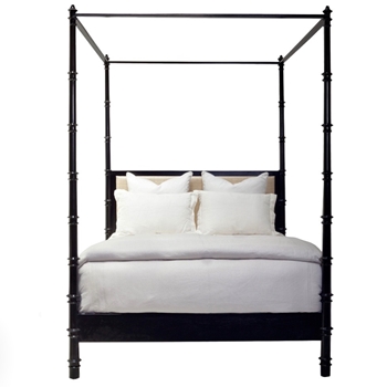 Bed - OLY Willa Black / Muslin Canopy Queen 83W/87L/92H