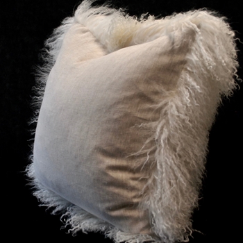 Tibet Fur Ivory with St Germain Linen Reverse Cushion 24SQ