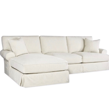 Lauren LAF Chaise/Sofa 120W/41D/69L/37H White Cotton Denim Slipcover