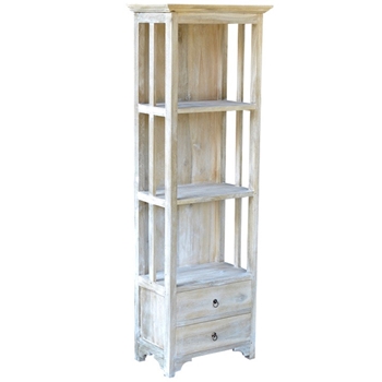 Bookcase - Cotton White Washed 25W/15D/71H - Solid Cottonwood