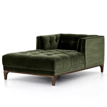 Chaise Lounge - Dylan Tufted 62L/38W/25H Durable Olive Polyester Velvet