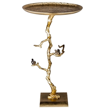 Accent Table - Birds Nickel on Gold Table 17W/28H