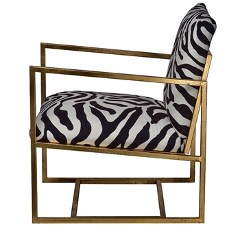 Armchair - Zebra Black/White Gold 24W/27D/25H