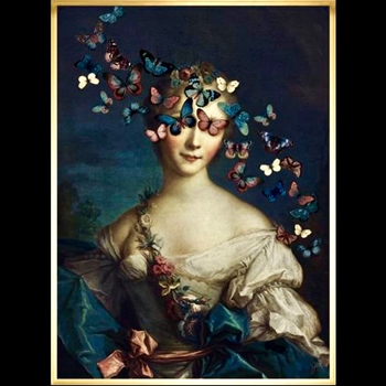 32W/43H Framed Giclee - Madame Butterfly - Gold Float - Jackie Von Tobel Custom Sizes - 24x33, 30x41, 36x50, 40x55, 47x65