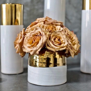 Vase - Claire Pot Gold/White MEDIUM 6W/5H