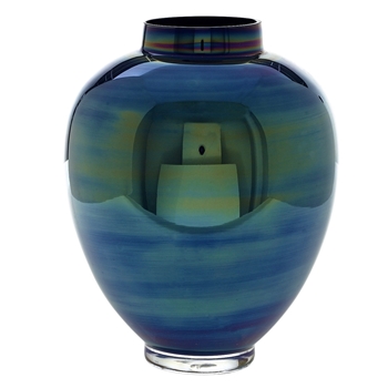 Vase - Hologram Teal Glass LARGE 9W12H