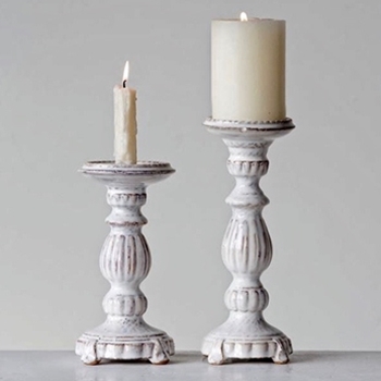 Candlestick Vintage White Ceramic TALL 4X10 *