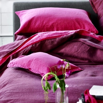 Designers Guild Duvet & Shams - Biella Fuchsia Cassis Soft 100% Linen Bedding  - London UK Collection