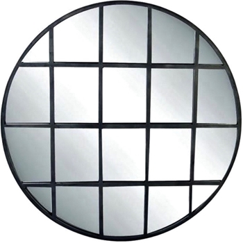 48W/48H Mirror - Grid Round Patina Iron