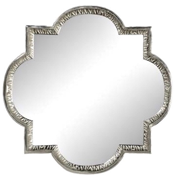 40W/40H Mirror - Quatrefoil Hammered Silver