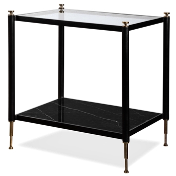 Accent Table - Viceroy 24W/18D/25H Marble, Glass Brass