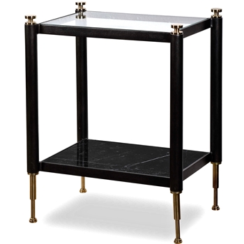 Accent Table - Viceroy 16W/12D/21H Marble, Glass Brass