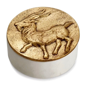 Aram Zodiac #01 - Dec 22 - Jan 20 - CAPRICORN - Goldtone & Marble Box 4.5X1.75in